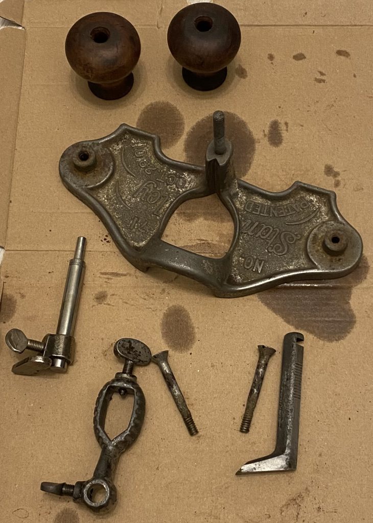 Rust removed from dismantled Stanley 71 router plane