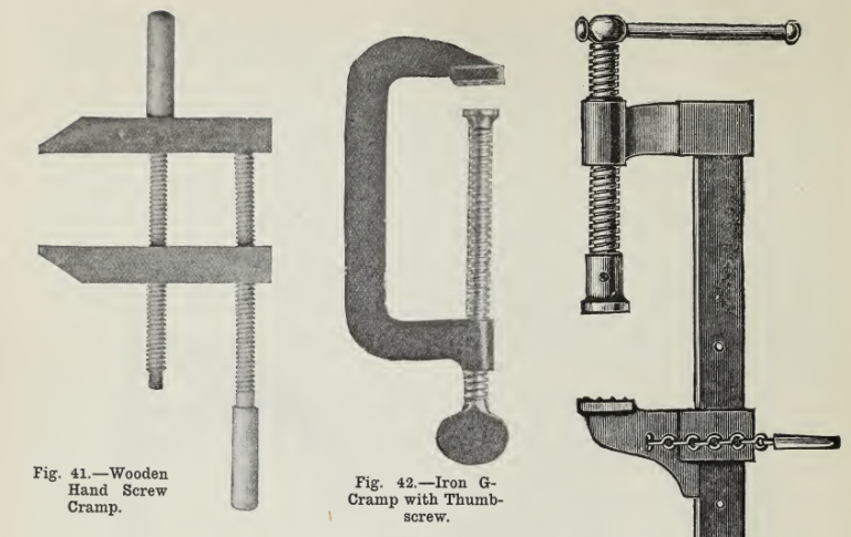 Image of clamps/cramps taken from Cassell's Carpentry and Joinery, 1908
