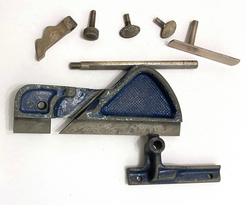 Disassembled Record 040 plough plane after rust has been removed