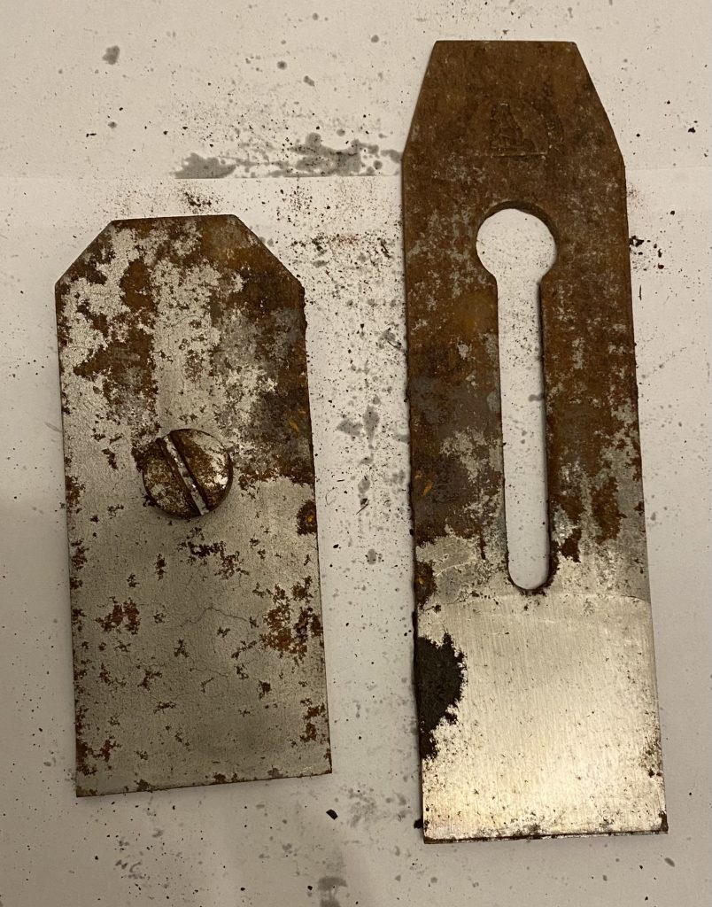 Rusty iron with some light pitting near cutting edge