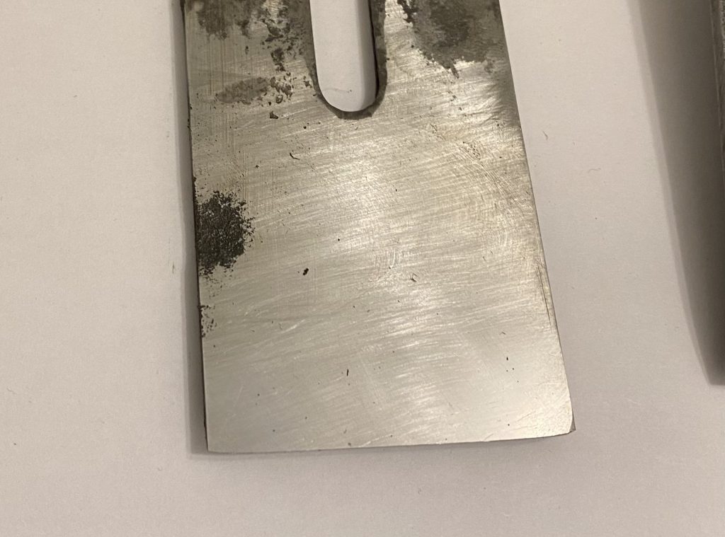 Cutting edge of plane iron after sharpening